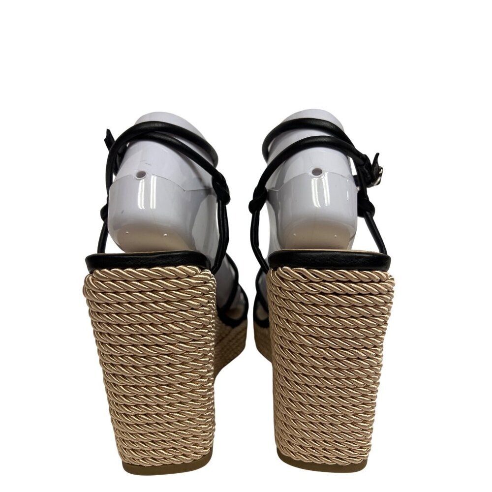 Marc Fisher Zesty Women's Sandal Wedge Strappy Black Woven Heel Size 9.5 New - Picture 6 of 9